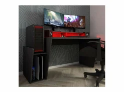 Cambia tus muebles Mesa Gaming|Mesa de escritorio gaming de 86x150x47 cm en color con almacenaje y luces LED Touma