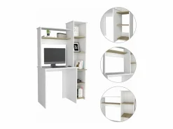 TuHome Mesa De Ordenador|Mesa de Escritorio Heinrich, con estantes 163.1 CM A X 98.5 CM An X 42.3 CM P. / Duna