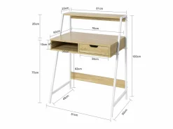 Sobuy Mesa De Ordenador|Mesa de Escritorio Mesa de Ordenador con 2 cajones y 1 Estante L81 cm x P50cm x H100cm FWT63-N ES