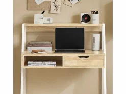 Sobuy Mesa De Ordenador|Mesa de Escritorio Mesa de Ordenador con 2 cajones y 1 Estante L81 cm x P50cm x H100cm FWT63-N ES