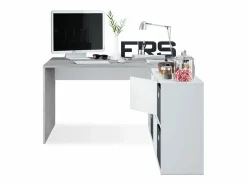 Mesa de escritorio multiposición en blanco mate y cemento 136x139 cm Move Blanco Artik (Blanco Mate) - Cemento^duehome Best