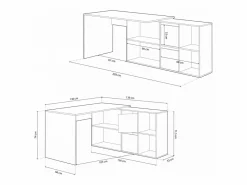 Mesa de escritorio multiposición en blanco mate y cemento 136x139 cm Move Blanco Artik (Blanco Mate) - Cemento^duehome Best