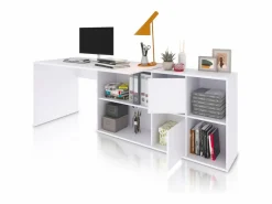 duehome Consola Escritorio|Mesa de escritorio multiposición en blanco mate 136x139 cm Move Blanco Artik (Blanco Mate)