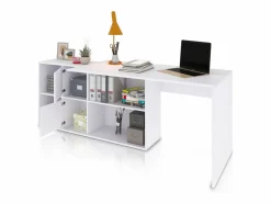 duehome Consola Escritorio|Mesa de escritorio multiposición en blanco mate 136x139 cm Move Blanco Artik (Blanco Mate)
