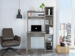 Mesa de Escritorio Versalles con estantería , 162.30 cm X 98.29 cm X 45.21 cm , Ceniza^TuHome New
