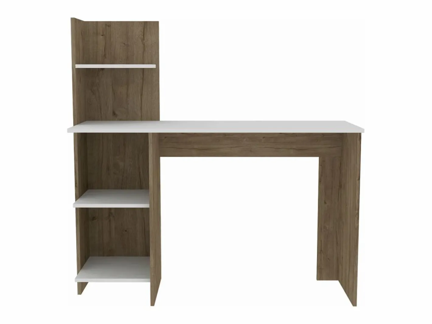 TuHome Escritorio Tradicional|Mesa de Escritorio Vilna 120, con estantería , 119.88 cm X 119.88 cm X 44.95 cm , Duna / Blanco