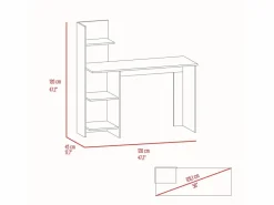 TuHome Escritorio Tradicional|Mesa de Escritorio Vilna 120, con estantería , 119.88 cm X 119.88 cm X 44.95 cm , Duna / Blanco