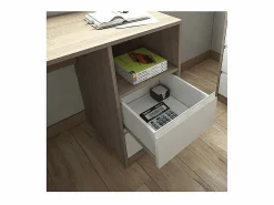 Mesa De Ordenador|Mesa de estudio 2 cajones acabado roble cortez/blanco 75 cm(alto)120 cm(ancho)50 cm(fondo)