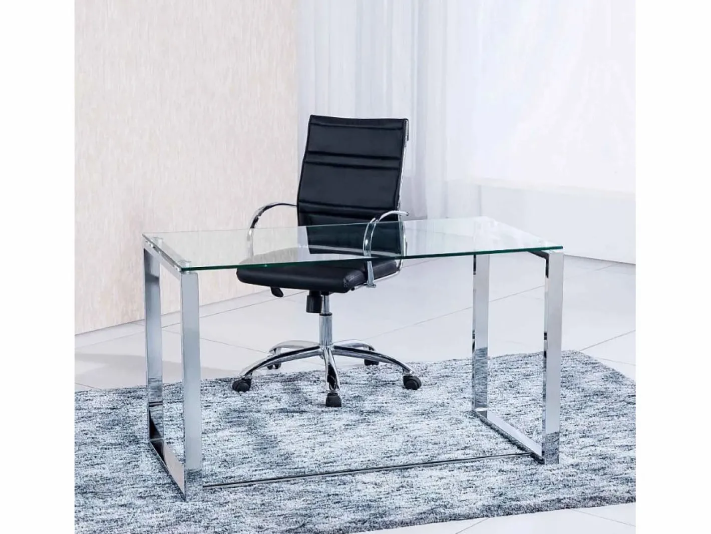 ADEC Mesa de estudio Benetto 120 cristal translúcido patas cromadas 73x120x60 cm Transparente Clearance