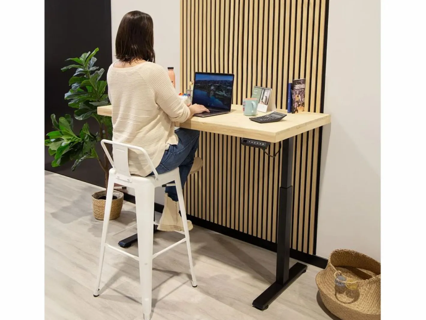 duehome Mesa de estudio elevable Motion 140 Negro - Roble Marru00f3n Online