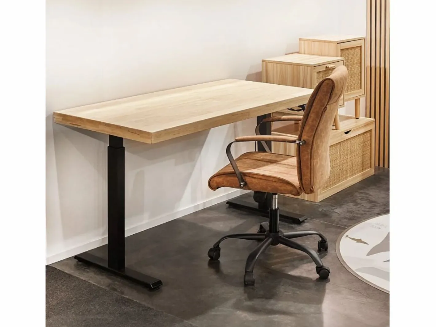 duehome Mesa de estudio elevable Motion 140 Negro - Roble Marru00f3n Online