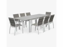 Mesa de jardín extensible de aluminio con 8 sillas blanco^Sweeek Sale
