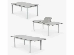 Mesa de jardín extensible de aluminio con 8 sillas blanco^Sweeek Sale
