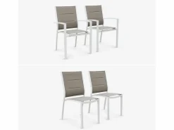 Mesa de jardín extensible de aluminio con 8 sillas blanco^Sweeek Sale