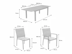 Mesa de jardín extensible de aluminio con 8 sillas gris^Sweeek Discount