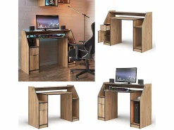 Vicco Mesa Gaming|Mesa de juego roble dorado 123.2x45x90 joel