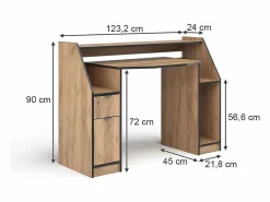 Vicco Mesa Gaming|Mesa de juego roble dorado 123.2x45x90 joel