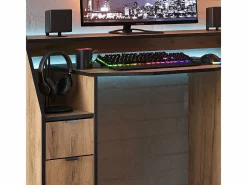 Vicco Mesa Gaming|Mesa de juego roble dorado 123.2x45x90 joel