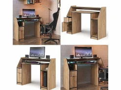 Vicco Mesa Gaming|Mesa de juego roble dorado 123.2x45x90 joel