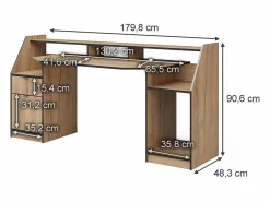 Vicco Mesa de juegos roble dorado 179.8x65.5x90.6 joel Color natural oscuro Sale