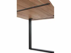 Mesa de madera maciza de acacia 140x80 con patas metálicas negras^