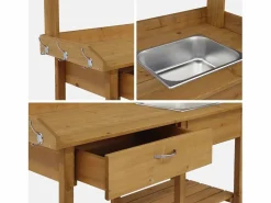 Mesa de madera para macetas madera^Sweeek Clearance