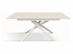 Mesa de madera,fresno , base blanca, ext.120x80-170x80cm - VOLPAIA Blanco Discount