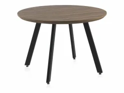 Mesa de melamina con efecto madera de roble con patas metal 110 diámetro Marru00f3n New