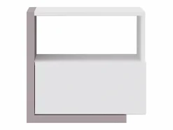 Vente-unique Mesita De Noche|Mesa de noche 1 cajón en color blanco y topo NAPOLI