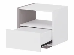 Vente-unique Mesita De Noche|Mesa de noche 1 cajón en color blanco y topo NAPOLI