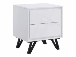 Mesa de noche 2 cajones con LEDs de MDF lacado - SALIANO^Vente-unique Online