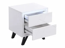 Mesa de noche 2 cajones con LEDs de MDF lacado - SALIANO^Vente-unique Online