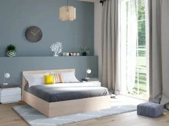 Vente-unique Mesita De Noche|Mesa de noche 2 cajones de MDF lacado blanco y cemento. HALO II