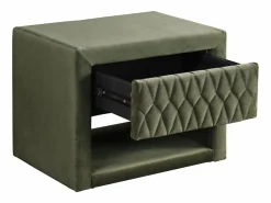 Mesa de noche con 1 cajón y 1 hueco Terciopelo oliva - DANIELE^Vente-unique Hot