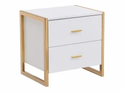 Vente-unique Mesita De Noche|Mesa de noche con 2 cajones de MDF lacado y dorado - OMBRELIA de Pascal Morabito