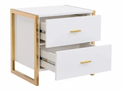 Vente-unique Mesita De Noche|Mesa de noche con 2 cajones de MDF lacado y dorado - OMBRELIA de Pascal Morabito