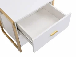 Vente-unique Mesita De Noche|Mesa de noche con 2 cajones de MDF lacado y dorado - OMBRELIA de Pascal Morabito