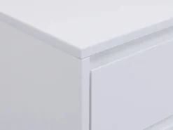 Vente-unique Mesa de noche con 2 cajones de MDF y metal lacado y dorado - KORASA Blanco Discount