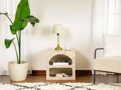 Vente-unique Mesita De Noche|Mesa de noche con almacenamiento - efecto mármol - LUELA
