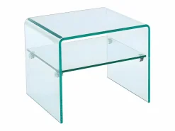 Vente-unique Mesa de noche con un estante de cristal templado STILEOS Transparente Discount