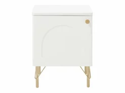 Vente-unique Mesa de noche lado derecho con 1 puerta en y dorado - ALOBARA Blanco Hot