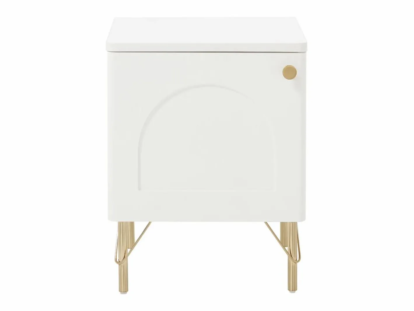 Vente-unique Mesa de noche lado derecho con 1 puerta en y dorado - ALOBARA Blanco Hot