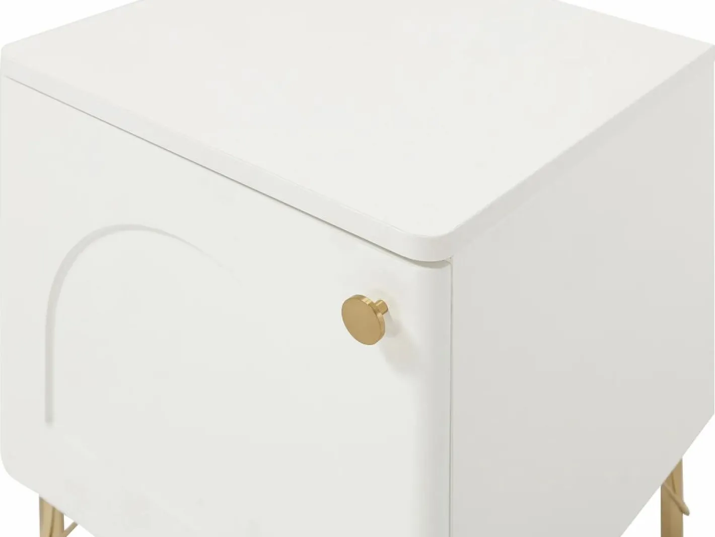 Vente-unique Mesa de noche lado derecho con 1 puerta en y dorado - ALOBARA Blanco Hot