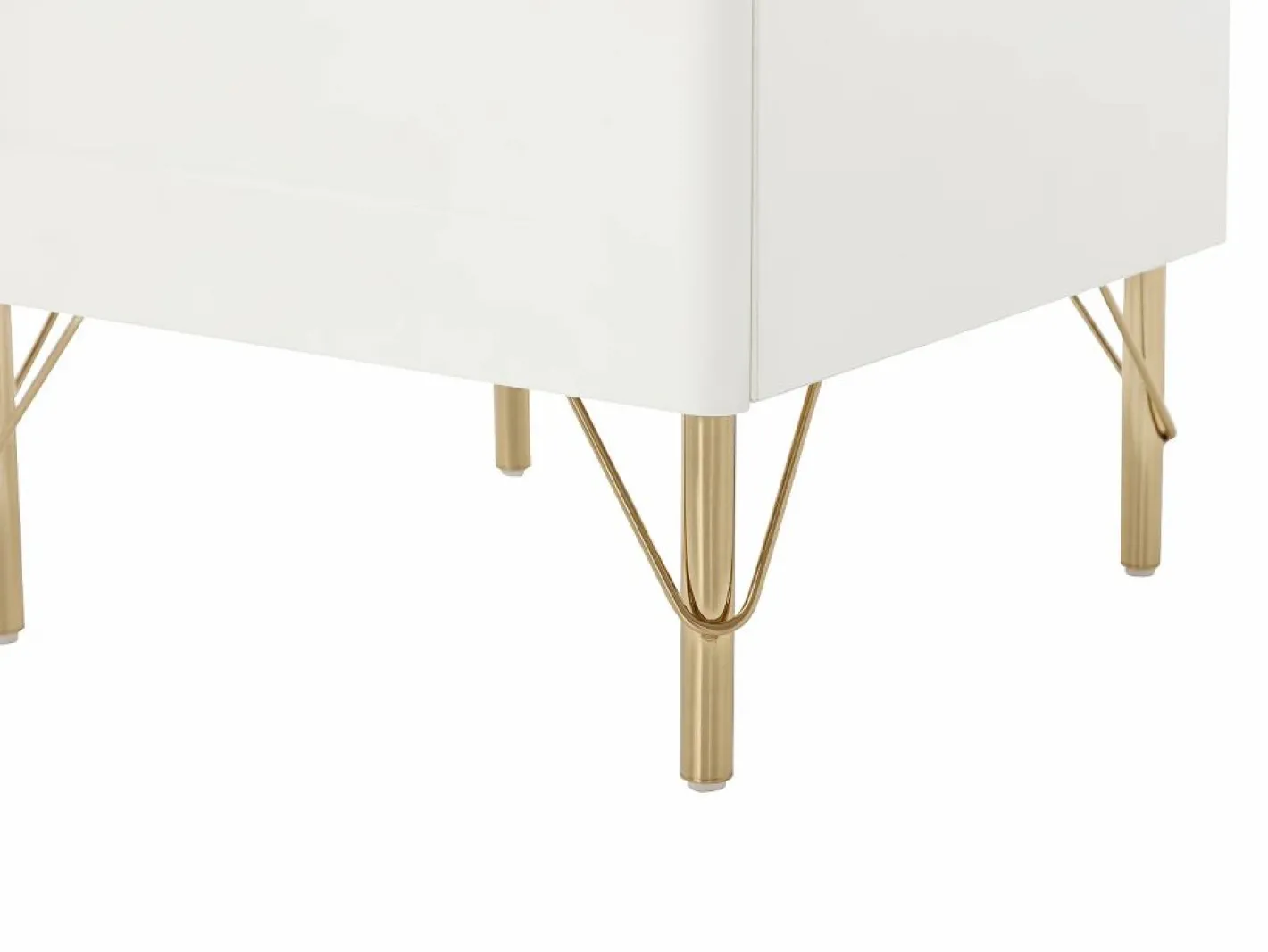 Vente-unique Mesa de noche lado derecho con 1 puerta en y dorado - ALOBARA Blanco Hot