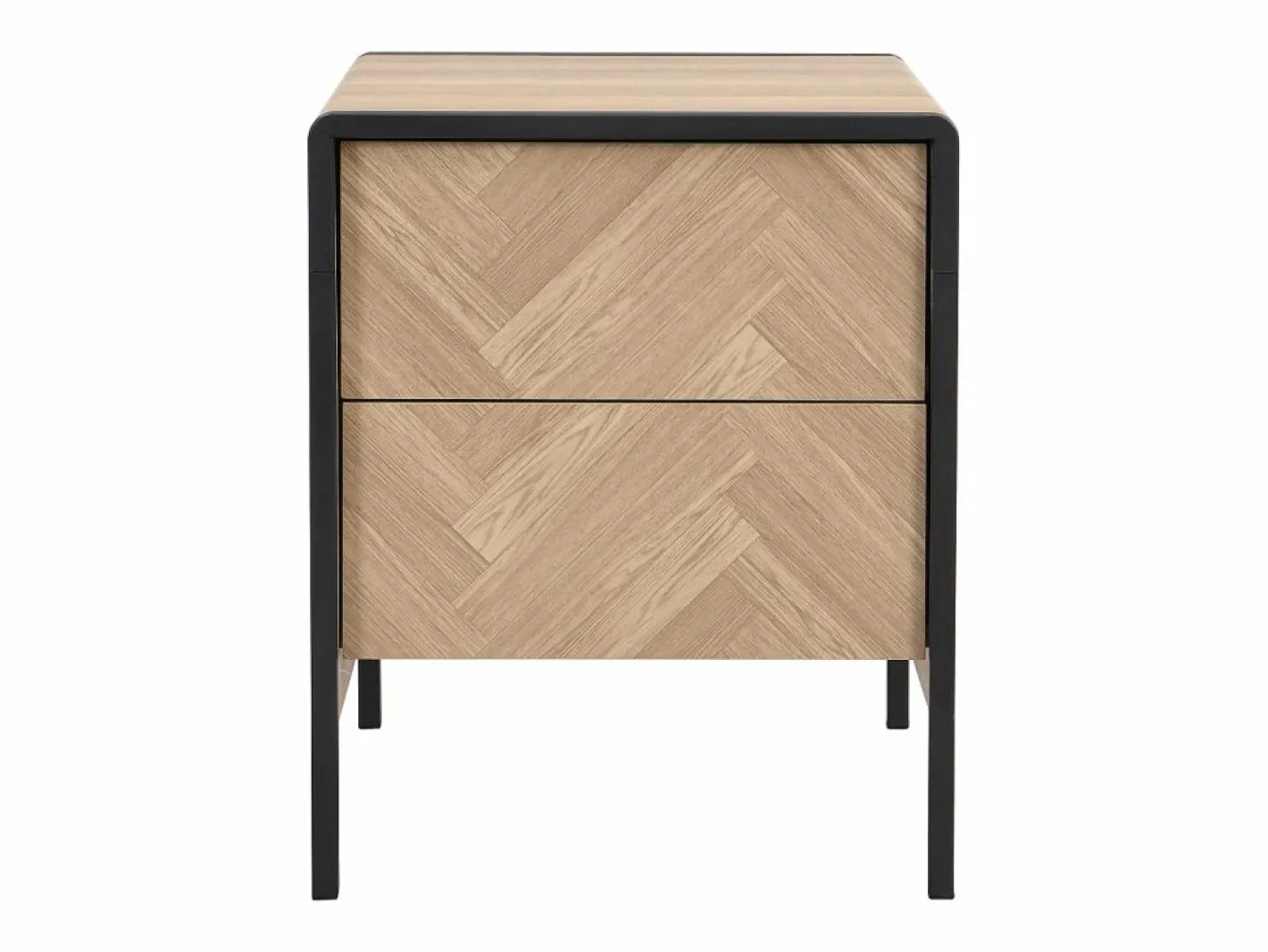 Mesa de noche lote de 2 con 2 cajones de MDF color natural y negro - TUMACO^Vente-unique Discount