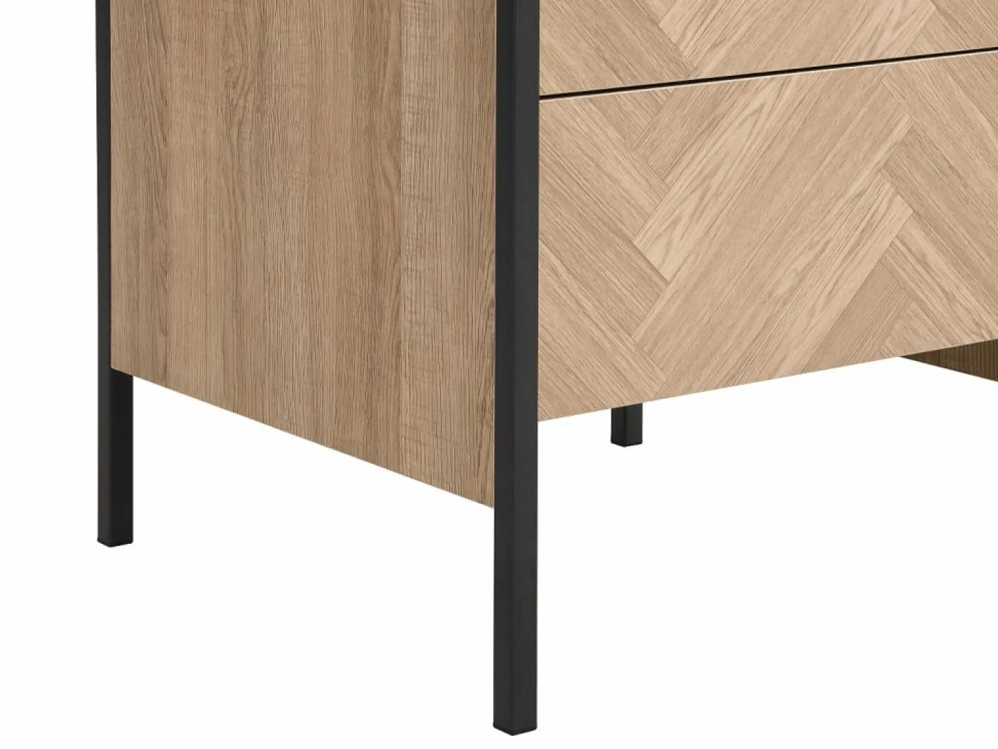 Mesa de noche lote de 2 con 2 cajones de MDF color natural y negro - TUMACO^Vente-unique Discount
