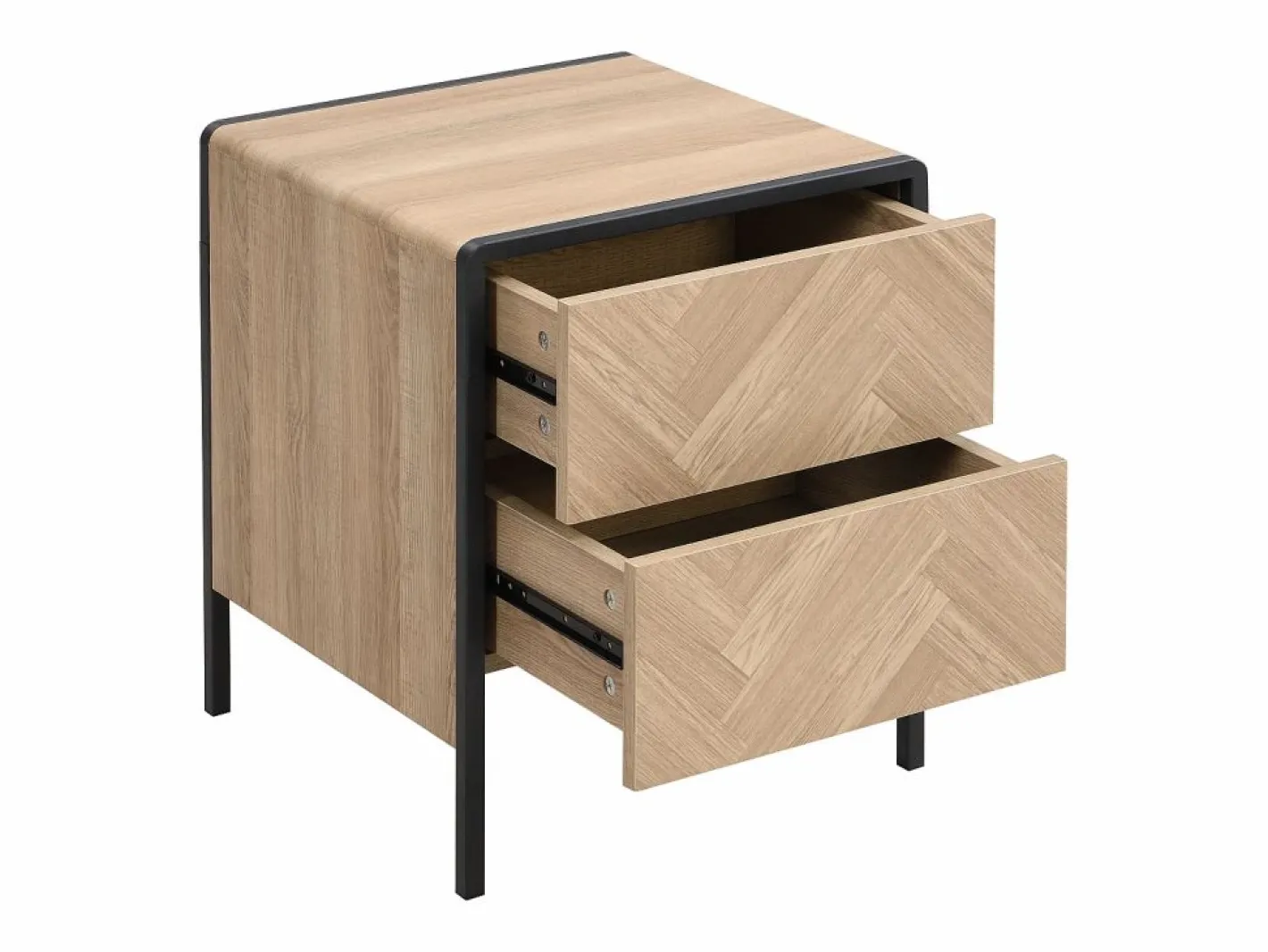 Mesa de noche lote de 2 con 2 cajones de MDF color natural y negro - TUMACO^Vente-unique Discount