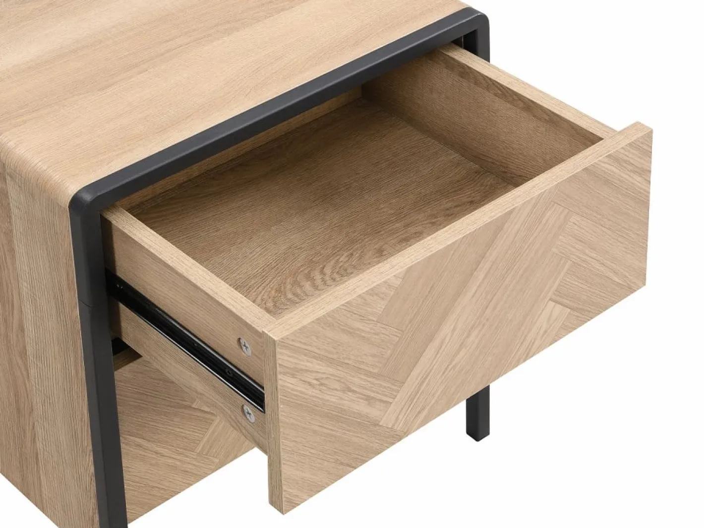 Mesa de noche lote de 2 con 2 cajones de MDF color natural y negro - TUMACO^Vente-unique Discount