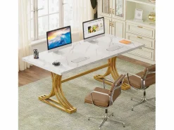 Tribesigns Mesa de oficina de ordenador, 160 x 80 x 75 cm Mesa de oficina moderna, mesa de trabajo de PC, mesa de comedor Blanco Discount