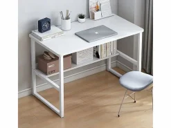 Mesa de ordenador blanca para jovenes con estante moderna 100 cm^ Online